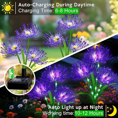 Solar Garden Flower Lights Outdoor, 6 Pack Purple Spider Lily Solar Lights with Glowing Stems, IP65 Waterproof LED Yard Decor for Patio Lawn Pathway, Mother's Day Gifts for Women Mom Grandma