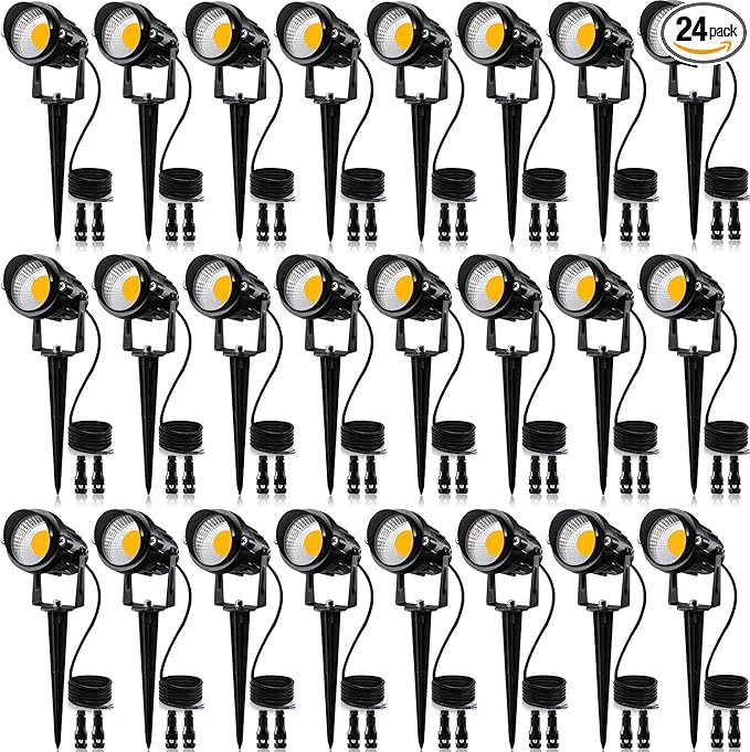 SUNVIE 24 Pack Low Voltage Landscape Lights LED 12W Landscape Lighting with connectors AC/DC 12V-24V Outdoor | Lumora