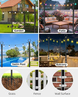 HEMMOTOP String Light Poles for Outside 10FT 2 Pack, Outdoor String Light Poles for Patio Decor Garden Deck | Lumora