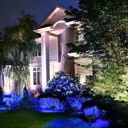 T-SUN Solar Spot Lights Outdoor, 4 Pack 49LED Landscape Spotlights, 2 Lighting Modes Auto ON/Off Solar Lights for Trees, Garden, Yard, Pathway, Driveway(Blue)