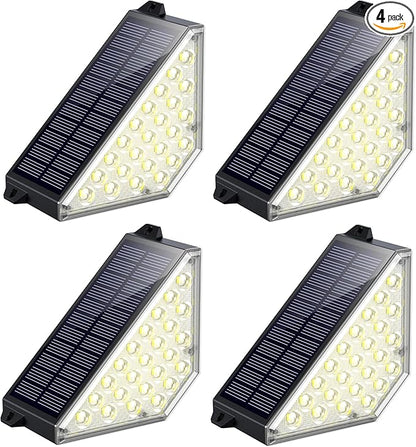 TECKNET Solar Step Lights for Outside, 2 Modes Brightness Adjustable, 24 LEDs Solar Stair Lights Outdoor, IP67 Waterproof Deck Light for Yard, Porch, Front Door, Patio, Garden