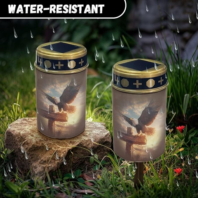 Eagle Solar Lights Outdoor Landscape Lighting Cross for Cemetery Garden Path Park Yard Path Lights Home Decoration