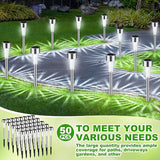 50 Pack Solar Pathway Lights Outdoor Bulk, Stainless Steel LED Path Lights, Weather Resistant Solar Stake Light | Lumora