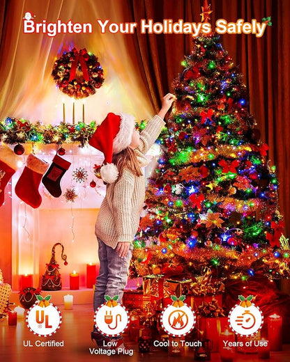 Multicolor Christmas Lights Outdoor Total 710FT 1800 LED, Extra Long Outdoor String Lights Waterproof, Timer & Memory, 8 Modes Dimmable Plug in Fairy for Outside Tree Wedding Patry