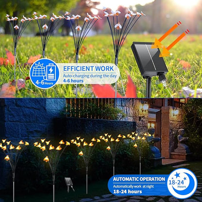 Solar Garden Lights 4 Pack, 40 Led Bee Lights 8 Lighting Modes with Remote, Firefly Lights Waterproof, Sway by Wind, Solar Outdoor Lights for Patio Walkway Pathway Backyard Lawn Flower Bed Decoration