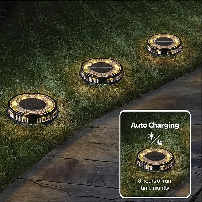Member Marks Solar Disc Lights (5-Pack) - Ultra-Bright 30 Lumens Outdoor Garden Lights - Warm White & Color | Lumora