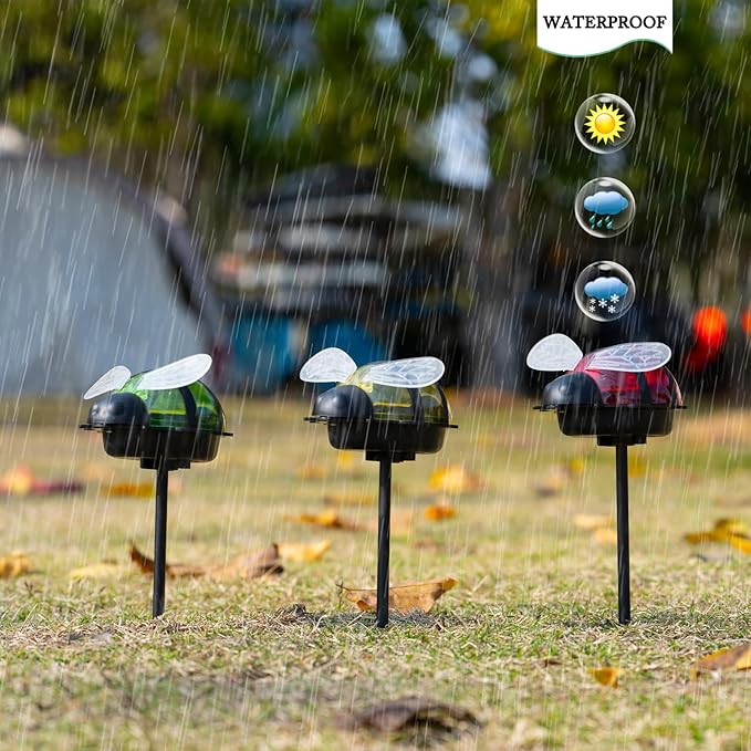 Solar Lights for Outside 3 Pack Solar Garden Bee Stakes Outdoor Lights for Yard Patio Decor