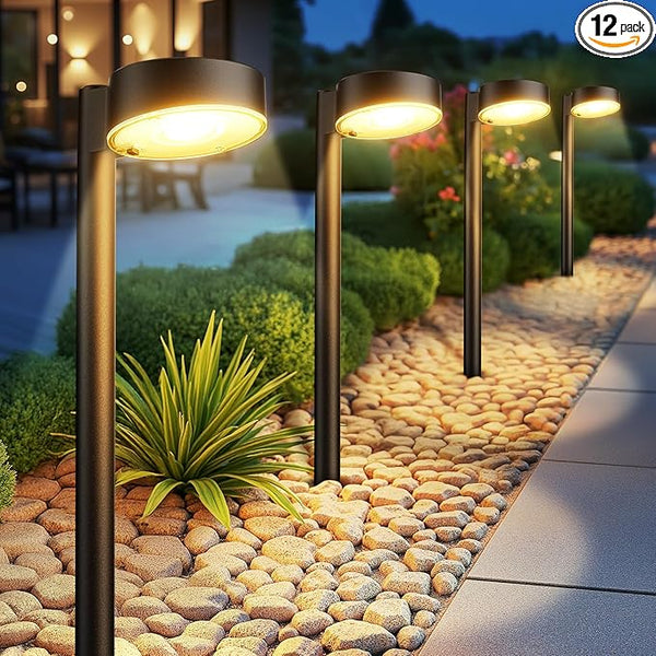 12 Pack Solar Pathway Lights Outdoor, 12 Brighter LED Solar Lights Outdoor Waterproof, Up to 12 Hrs Modern Solar | Lumora