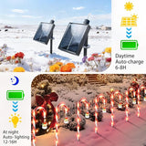 Solar Christmas Decorations Outdoor: 12 Pack 8 Blinking Models Waterproof Red Candy Cane Lights - 21" Santa Claus | Lumora