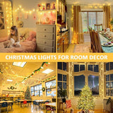 JMEXSUSS 150 LED Christmas Lights Indoor Plug in, Connectable Warm White Christmas Lights for Bedroom, 59ft 8 Modes | Lumora