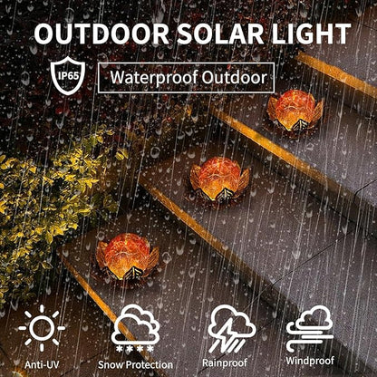 Lotus Flower Lamp Solar Garden Lights Yard Art Gardening Gifts for Women Waterproof Led Metal Flower Lights for Patio Porch Pathway Lawn Pond Outdoor Decorations