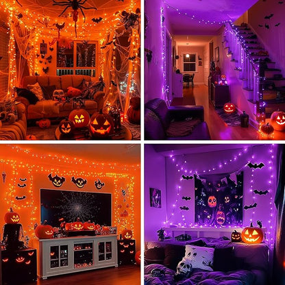 JMEXSUSS 500 LED Halloween Lights Outdoor Orange and Purple, 173ft Color Changing Halloween String Lights with Remote, Waterproof Christmas Tree Lights Plug in for Yard Tree Indoor Decor