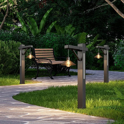 Outdoor Solar Pathway Lights 2 Pack,COB E26+Side LED Glow Auto On/Off Waterproof IPX4,Stake or Surface Mount for Patio Driveway Yard Garden Path