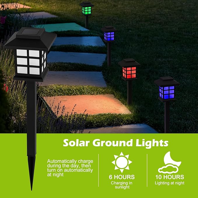 Solar Pathway Lights Outdoor,12-Pack Solar Walkway Lights, Auto Charge/Discharge Ground Lamp , IP44 Waterproof | Lumora