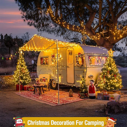 JMEXSUSS 400 LED Warm White Christmas Lights Outdoor, 132ft Christmas Tree Lights with Remote, 8 Modes Indoor String Light for Xmas Tree Garden Porch Yard House Holiday Decor