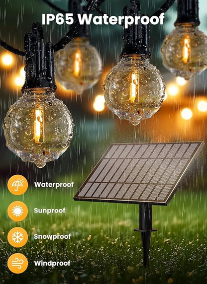 Brightown 38FT Solar String Lights Outdoor and 16 LED Shatterproof Bulbs, Dimmable & Timable, 3 Light Modes, Solar Patio String Lights Outdoor for Cafe, Garden, Deck, Outside Wedding