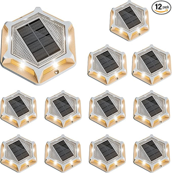 VOLISUN Solar Driveway Lights Dock Outdoor Waterproof Marker Lights,12 Pack Solar Deck Lights 2 Colors in 1 Led | Lumora