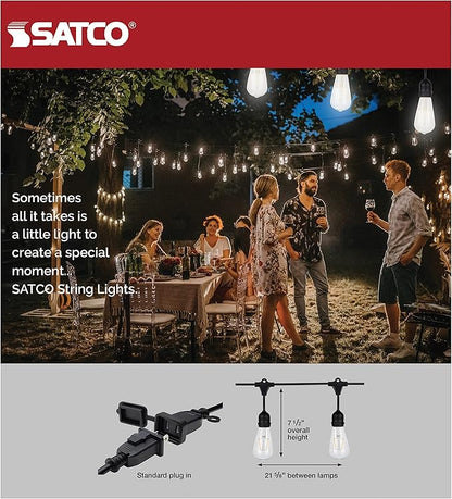 Satco S8036 LED Indoor/Outdoor String Lights, Black, ST19 Bulbs, 24 Feet (Pack of 1)