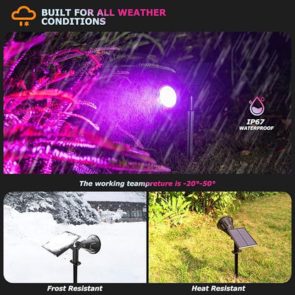 Color Changing Solar Spot Lights Outdoor, 21 LEDs Brightness Solar Pathway Lights Outdoor, IP67 Waterproof Exterior Solar Lights for House, 2-in-1 Solar Flood Lights Outdoor for Yard