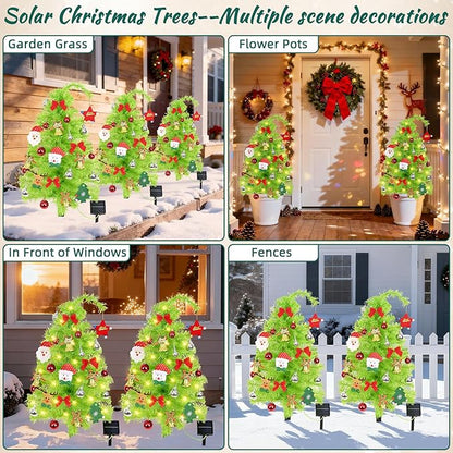 2 Pack Solar Christmas Tree, 31.5" Outdoor Whimsical Christmas Tree, Bendable Xmas Trees with LED Light & Ornaments, Waterproof Solar Christmas Lights for Yard, Pathway, Outdoor Christmas Decor