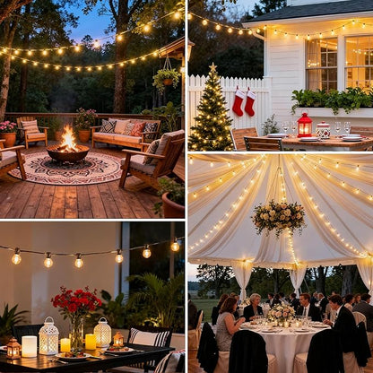 25 FT Outdoor String Lights G40 Globe Shatterproof Patio Lights,13 Plastic Edison Bulbs(1 Spare) IP65 Waterproof Dimmable LED Bulbs for Backyard Porch Balcony Party Decor, E12 Base, 2200K