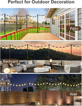 2 Pack String Light Poles for Deck, 5Ft Heavy-Duty Metal Deck Light Poles for Outside with Fixing Clips, Lighting | Lumora