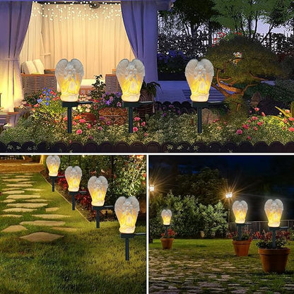 SmilingTown Solar Garden Lights Resin Warm White LED Figure Waterproof Decorations with Stake for Outdoor Yard Pathway Outside Patio Lawn Decor 2 Pack (Angle)