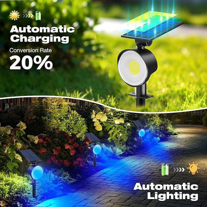nipify 2 Pack Solar Spot Lights Outdoor Waterproof, Solar Spotlight Light for Outside Yard Landscape Lighting | Lumora