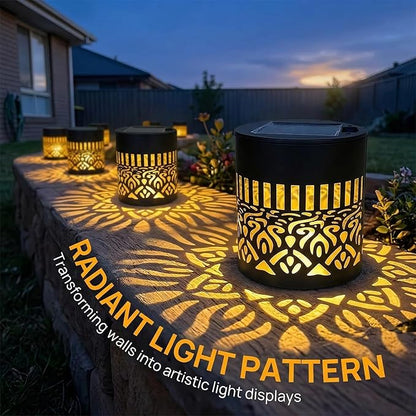 Solars Mandala Fence Lights Outdoors, Waterproof Decorative Mandala Solars Lights, Metal Solars Powered Deck Steps Walls Lights for Garden Yard Fence Patio Pathway (Sunflower*4PCS)