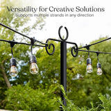 Brightech 2-Pack 10FT String Light Poles for Outdoor Use, Heavy Duty Metal Poles with Fork Base for Hanging Patio | Lumora