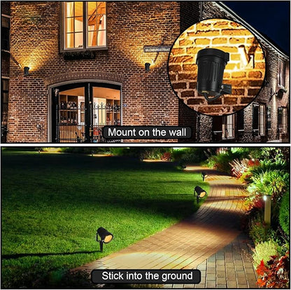 LED Landscape Spotlights Low Voltage 5W 12V 24V Garden Pathway Lights Waterproof IP66 Warm White Walls Trees Flags Outdoor Landscape Lights with Stakes(2P)