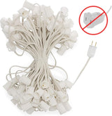 HLO Lighting C9 Light Strings | 100' White Cord with 12" Socket Spacing, E17 Light Stringer for C9 Christmas Lights | Lumora