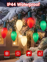 C9 Red Green White Christmas Lights, 25FT Multicolor Christmas Decorations String Lights with 26 Ceramics Bulbs | Lumora