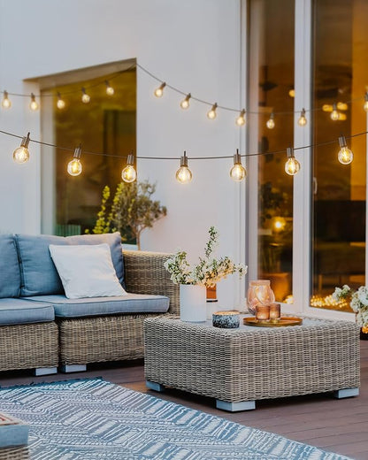 Brightown 209FT LED Outdoor String Lights - Patio Lights with 100 Shatterproof Clear Dimmable Edison Bulbs, Waterproof Connectable Hanging Lights for Outside Backyard Porch Party Christmas Decoration