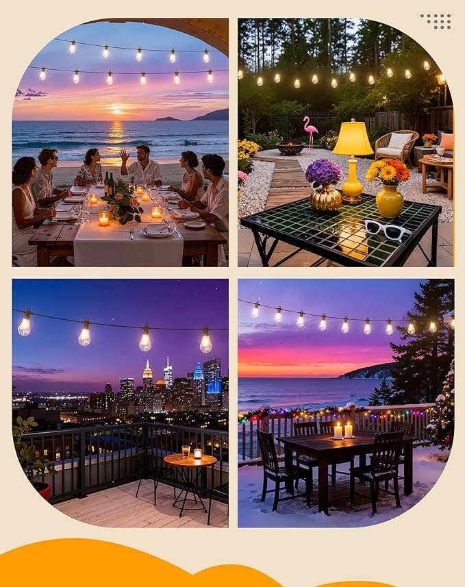 Outdoor String Lights, 50FT LED Patio Lights with 25+2 A45 Vintage Edison Shatterproof Bulbs, Waterproof | Lumora