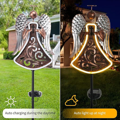 Bshine Solar Angel Garden Outdoor Lights, Solar Cemetery Grave Decoration Waterproof Metal Stakes, Sympathy Memorial Gift, Garden Lawn Terrace Yard Art Easter,Solar Lights for Cemetery