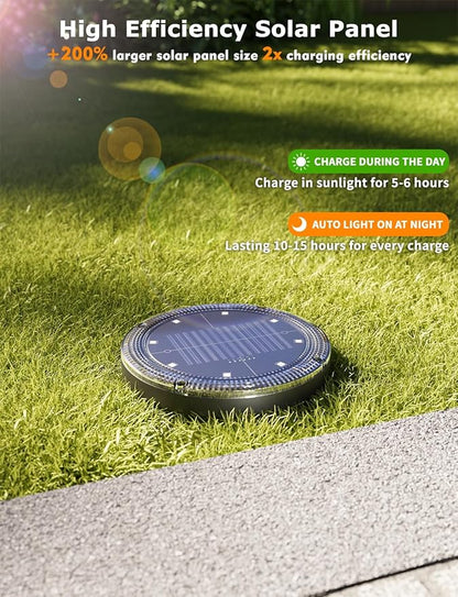 Color Changing Solar Ground Lights with 33ft Long Distance Remote Control - Flat Solar Lights Outdoor Waterproof - Pathway Lights Solar Powered for Yard Decorative Outside Lawn Walkway [6 Pack]
