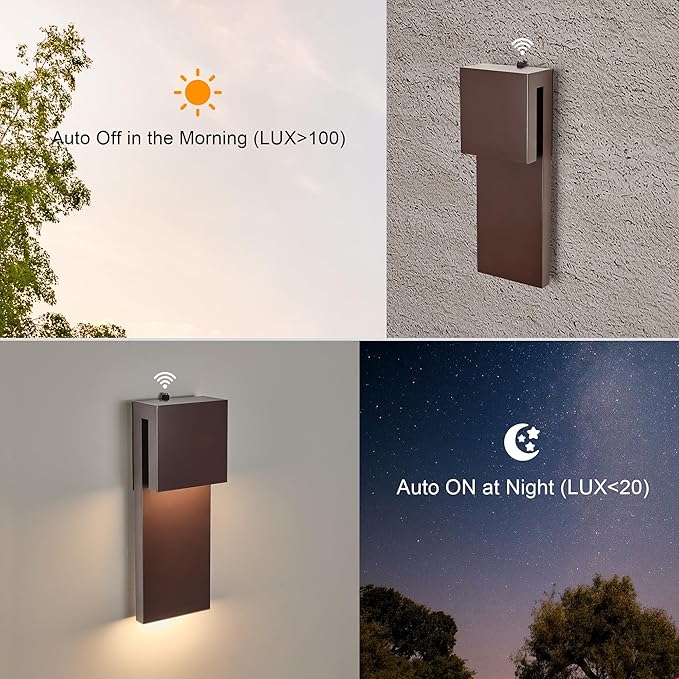 15IN Outdoor Wall Sconce Fixture,Dusk to Dawn Patio Lights,Waterproof Exterior Lamp,Modern Wall Mounted with 17W | Lumora