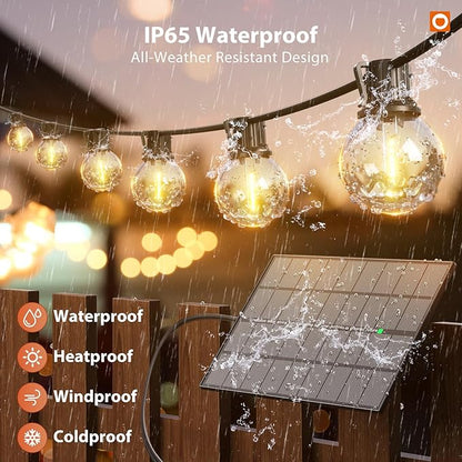 addlon 102FT Solar String Lights Outdoor Waterproof G40 with 32 Bulbs