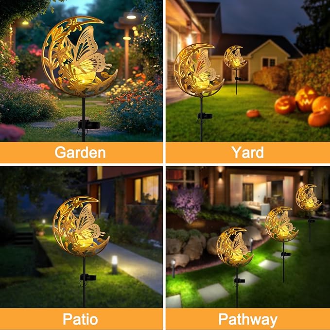 JOBOSI Solar Butterfly Floor Lamp, Waterproof Outdoor Solar Light for Garden, Yard, Patio Decor, Auto On/Off, Long-Lasting Battery, Unique Gift for Mom, Grandma, Christmas