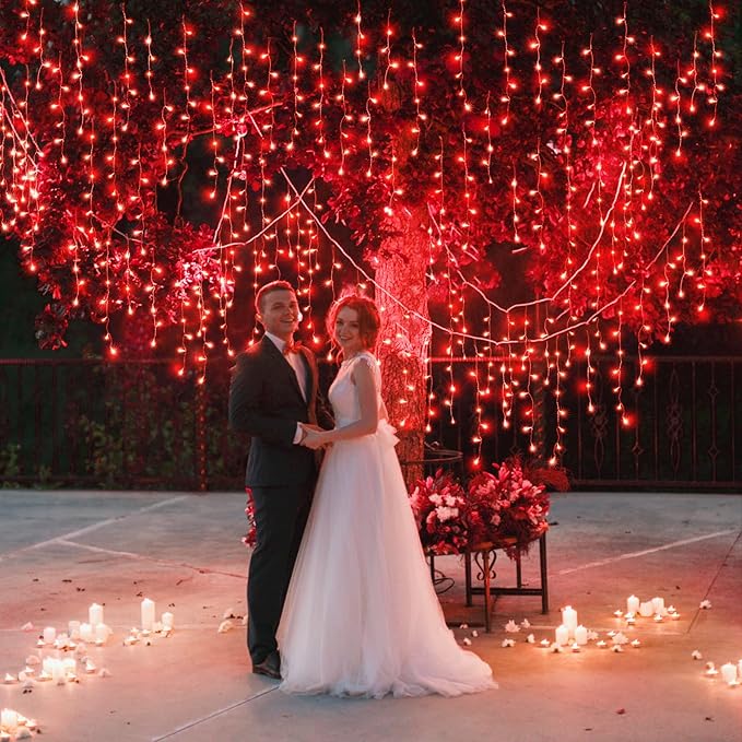 66ft Icicle Lights for Outside, Red Christmas Lights Outdoor Waterproof for House, 640 LED Twinkle Tree Lights with | Lumora