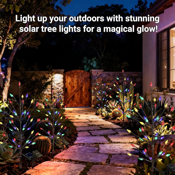 2 Packs Solar Holiday Lights, 80 LED Holiday Decorations Outdoor Solar Garden Lights, Waterproof Strawberry Pathway | Lumora