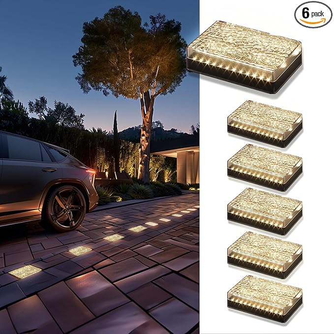 6 Pack Solar Paver Lights Outdoor – 6×9 Inch Waterproof IP67 Recessed Solar LED Paver Lights, Heavy Duty, Warm | Lumora