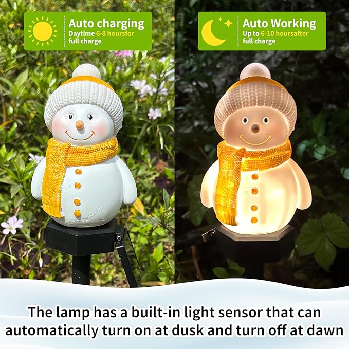 Solar Snowman Lights Decorations 2Pcs Outdoor Snowman Stanta Ornament Landscape Pathway for Patio Yard Garden Lawn Decor, Solar Powered Party Indoor (Blue)