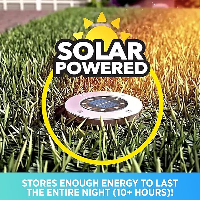 Bell+Howell Swivel Disk Lights Deluxe Set of 4 Inground Solar Lights with 8 LED Bulbs Solar Power Outdoor Lights | Lumora