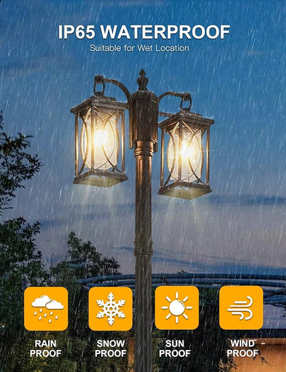 Dusk to Dawn Outdoor Lamp Post Light Modern 2-Head Street Pole Light Fixtures with Outlet, Waterproof Black Outside Street Light Electric Lantern for Backyard, Garden Patio Driveway