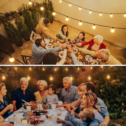 200Feet Outdoor String Lights G40 Globe String Lights, 100+4 Replaceable 2200K Warm Bulbs, Connectable Waterproof Outside Lights for Patio Backyard Party Wedding, 2Pack x 100FT