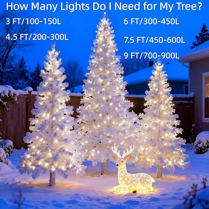 LUCKY SHINE 150 Warm White LED Christmas Lights, Commercial Grade 50 FT White Wire String Lights, UL Listed for | Lumora