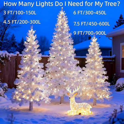 LUCKY SHINE 150 Warm White LED Christmas Lights, Commercial Grade 50 FT White Wire String Lights, UL Listed for Indoor and Outdoor Use.
