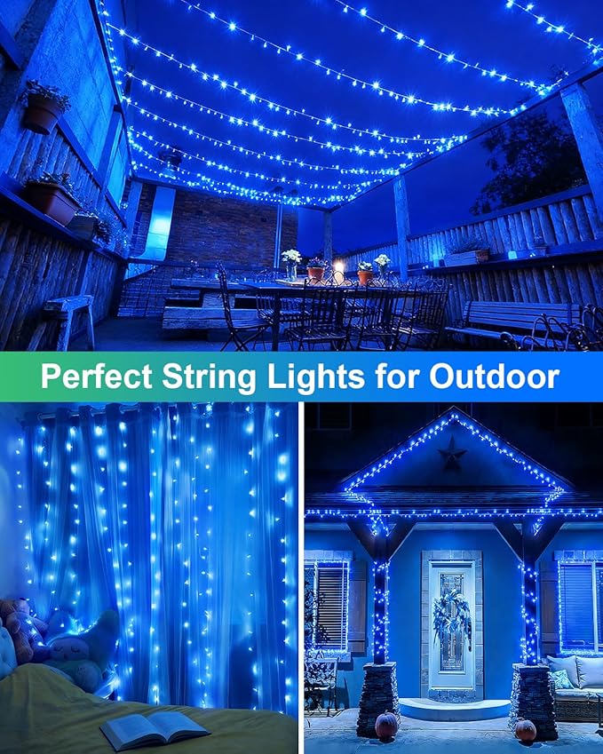 355FT 900 LED Blue Christmas Lights, Extra Long Outdoor String Lights Waterproof, Timer & Memory, 8 Modes Dimmable Plug in Fairy Lights for Outside Tree Wedding Patry Holiday Decorations